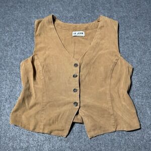 LE JEAN Ella Waistcoat In Brown Button Vest Womens Size 4 City Indie Boho Preppy
